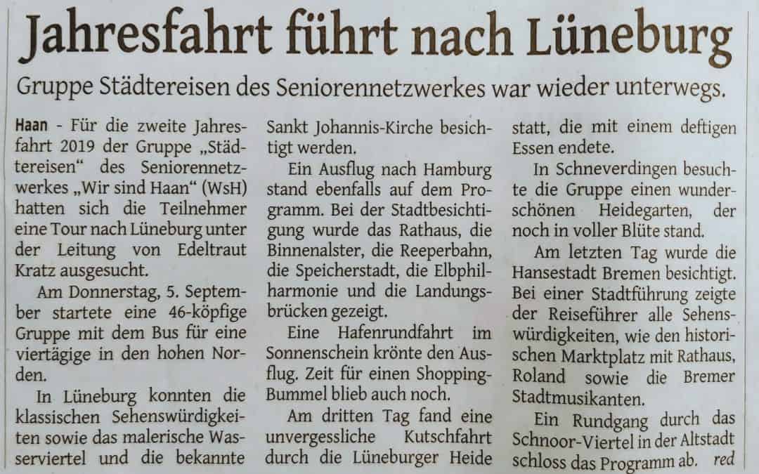 Jahresfahrt 2019 führt nach Lüneburg