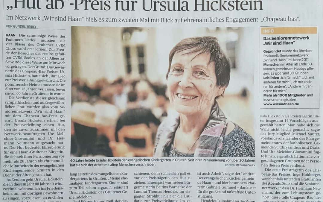 „Hut-ab“-Preis für Ursula Hickstein